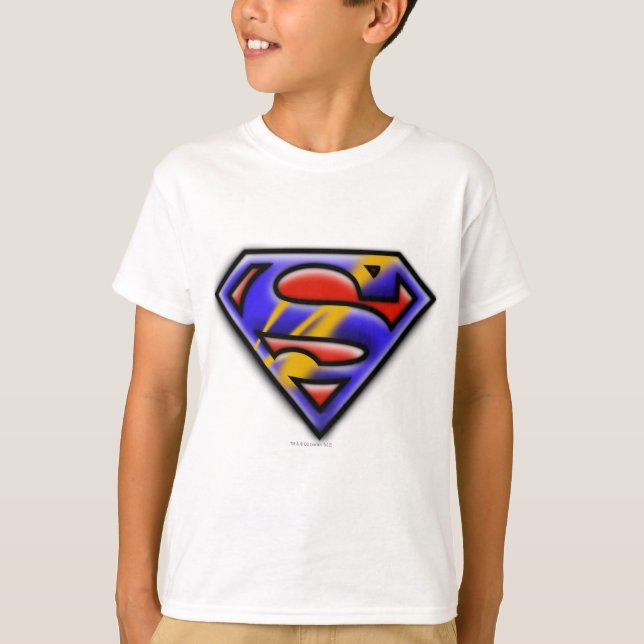 Superman S-Shield | Lila Airbrush Logotyp T-shirt (Framsida)