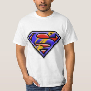 Superman S-Shield  Lila Airbrush Logotyp Tee Shirt