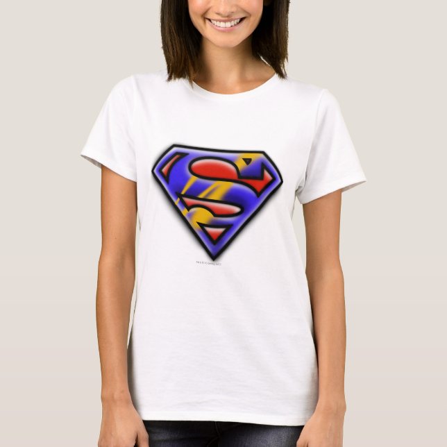 Superman S-Shield | Lila Airbrush Logotyp Tee Shirt (Framsida)