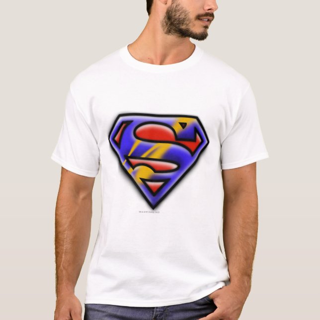Superman S-Shield | Lila Airbrush Logotyp Tee Shirt (Framsida)