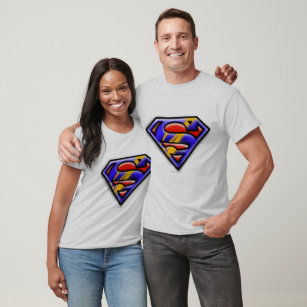 Superman S-Shield   Lila Airbrush Logotyp Tee Shirt
