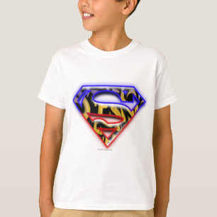 Superman S-Shield Lila-Red Graffiti Logotyp Tee Shirt