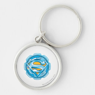 Superman S-Shield Logotyp av redskap Rund Silverfärgad Nyckelring