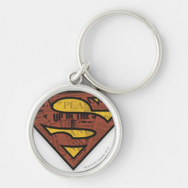 Superman S-Shield | Logotyp av tidningar Rund Silverfärgad Nyckelring (Framsidan)