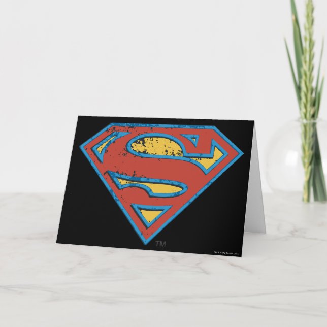 Superman S-Shield | Logotyp för blå konturrensning Kort (Framsida)