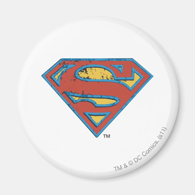Superman S-Shield | Logotyp för blå konturrensning Magnet (Framsidan)