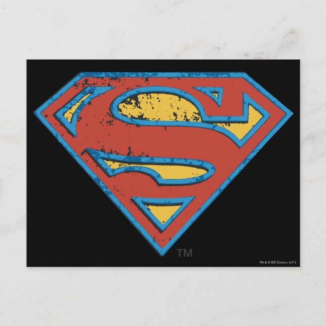 Superman S-Shield | Logotyp för blå konturrensning Vykort (Framsida)