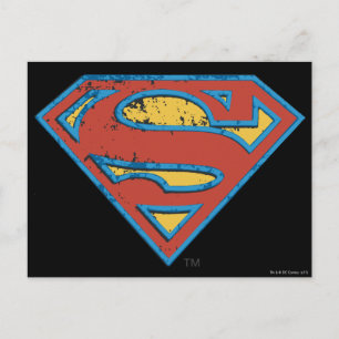 Superman S-Shield   Logotyp för blå konturrensning Vykort