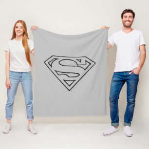 Superman S-Shield Logotyp för enkel svart kontu Fleecefilt