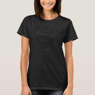 Superman S-Shield   Logotyp för enkel svart kontur Tee