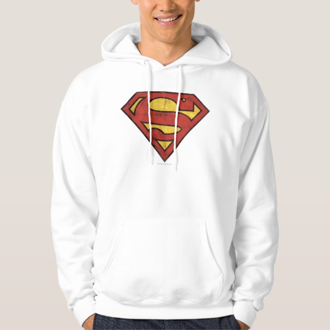 Superman S-Shield | Logotyp för Grunge Sweatshirt Med Luva (Framsida)