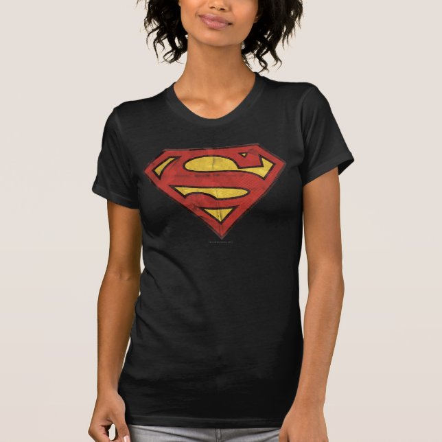Superman S-Shield | Logotyp för Grunge Tee Shirt (Framsida)