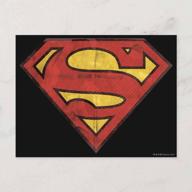 Superman S-Shield | Logotyp för Grunge Vykort (Framsida)