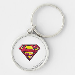 Superman S-Shield Logotyp för repor Rund Silverfärgad Nyckelring