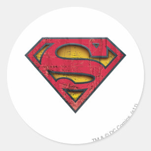Superman S-Shield Logotyp i stressen Runt Klistermärke