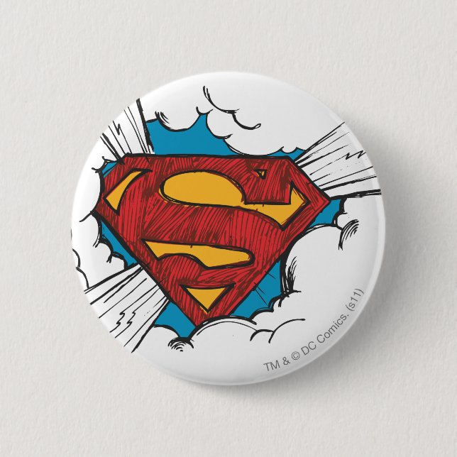 Superman S-Shield | Logotyp inom moln Knapp (Framsida)
