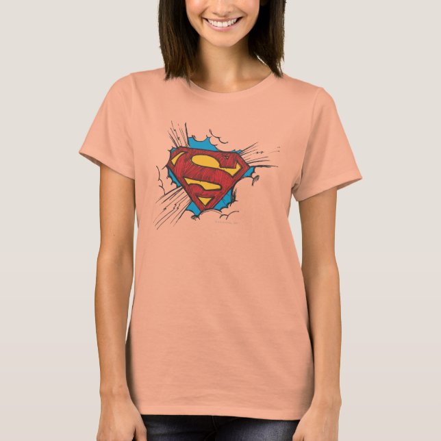 Superman S-Shield | Logotyp inom moln Tee Shirt (Framsida)