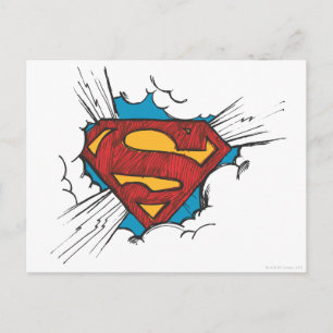 Superman S-Shield   Logotyp inom moln Vykort
