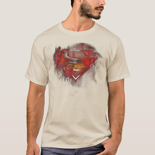 Superman S-Shield | Målad Logotyp T Shirt (Framsida)