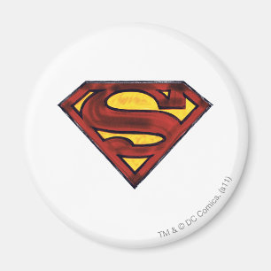 Superman S-Shield Markerad röd Logotyp Magnet