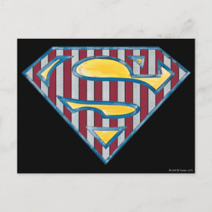 Superman S-Shield   Randig Logotyp Vykort