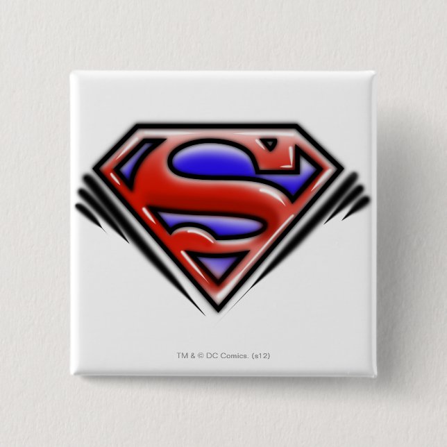 Superman S-Shield | Red Airbrush Logotyp Knapp (Framsida)