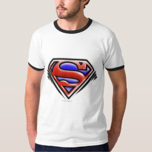 Superman S-Shield  Red Airbrush Logotyp Tee Shirt