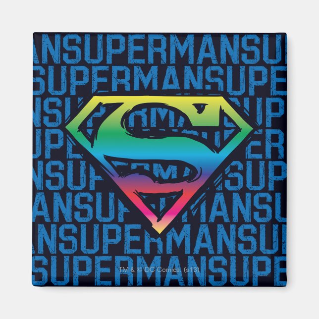 Superman S-Shield | Regnbåge Logotyp Magnet (Framsidan)