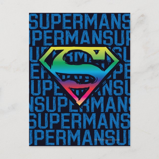 Superman S-Shield | Regnbåge Logotyp Vykort (Framsida)