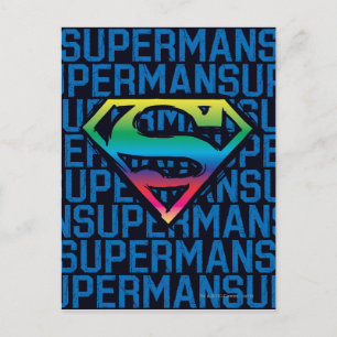 Superman S-Shield   Regnbåge Logotyp Vykort