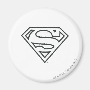 Superman S-Shield Rensning svart kontur, Logotyp Magnet