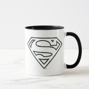 Superman S-Shield Rensning svart kontur, Logotyp Mugg