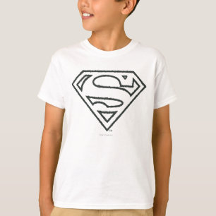 Superman S-Shield Rensning svart kontur, Logotyp Tee