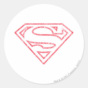 Superman S-Shield Röd disposition, Logotyp Runt Klistermärke