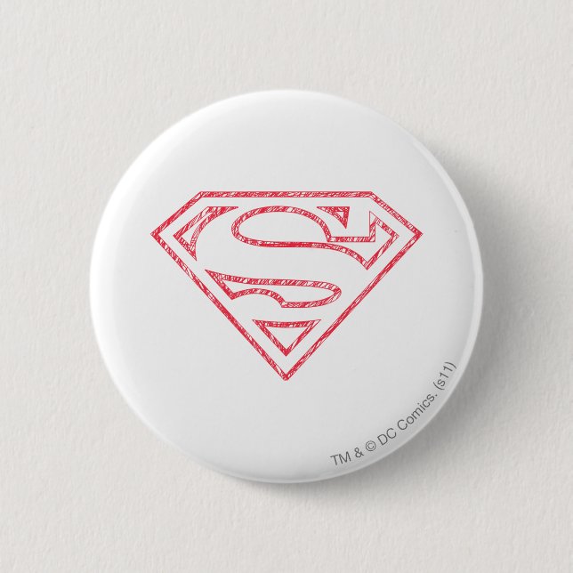 Superman S-Shield | Röd kontur, Logotyp Knapp (Framsida)