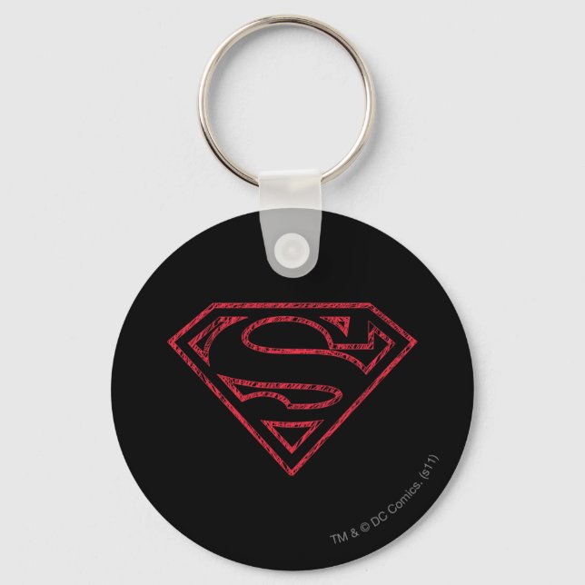 Superman S-Shield | Röd kontur, Logotyp Nyckelring (Framsida)