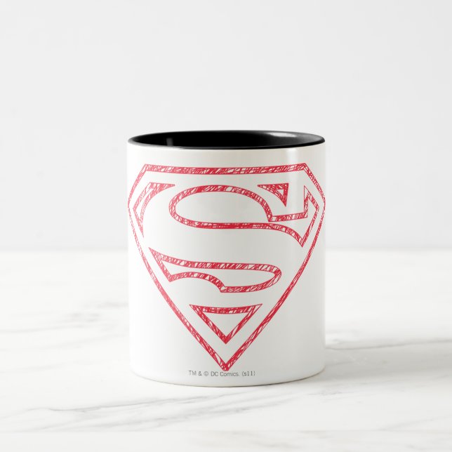 Superman S-Shield | Röd kontur, Logotyp Två-Tonad Mugg (Center)