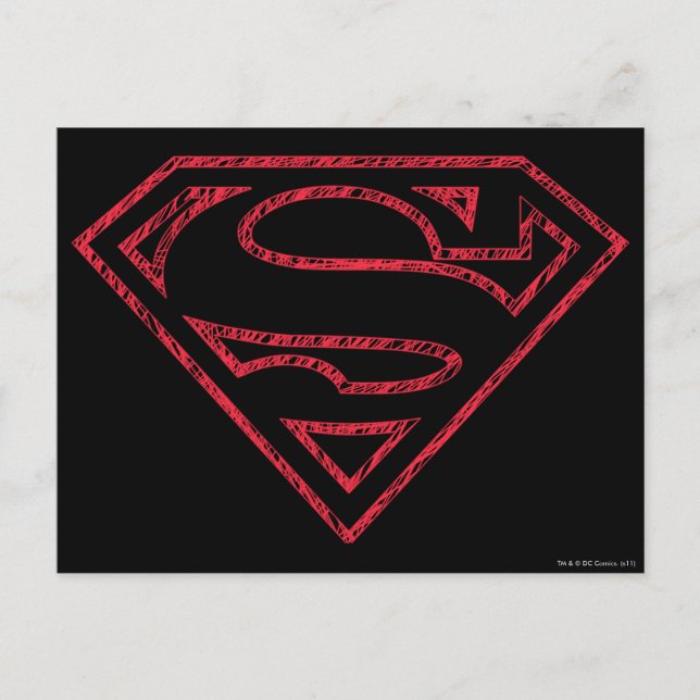 Superman S-Shield | Röd kontur, Logotyp Vykort (Framsida)