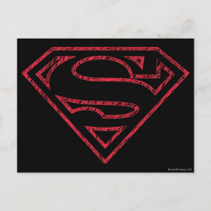 Superman S-Shield   Röd kontur, Logotyp Vykort