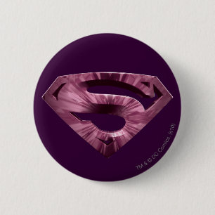 Superman S-Shield Rosa Star Burst Logotyp Knapp