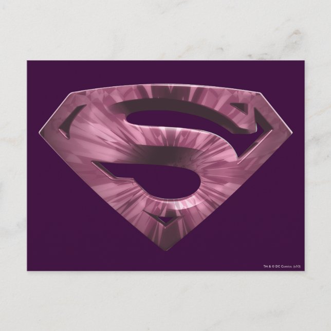 Superman S-Shield | Rosa Star Burst Logotyp Vykort (Framsida)