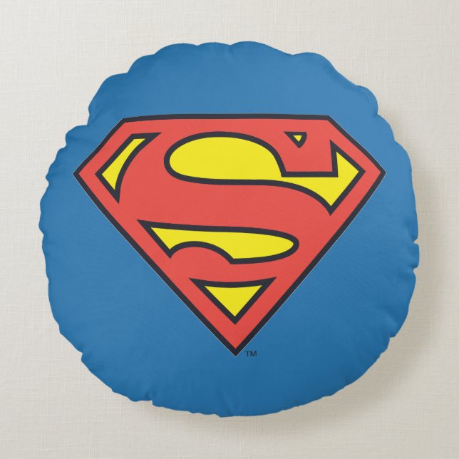 Superman S-Shield | Superman Logotyp Rund Kudde (Framsidan)