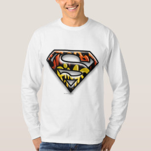 Superman S-Shield Svart kontur Graffiti-Logotyp T Shirt