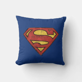 Superman S-Shield | Svartvit Logotyp för runda sku Kudde