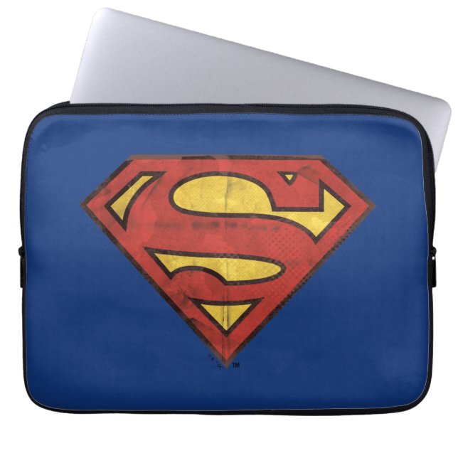 Superman S-Shield | Svartvit Logotyp för runda sku Laptop Fodral (Framsidan)
