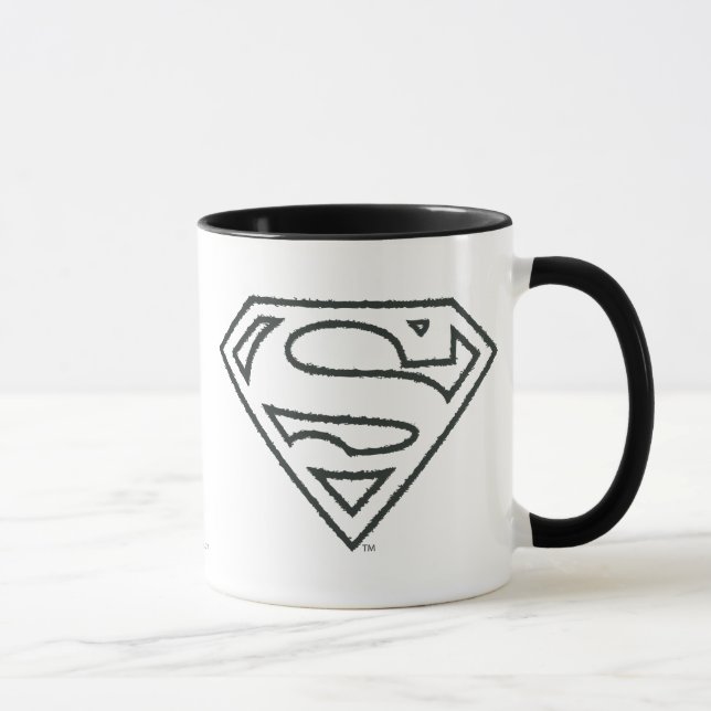 Superman S-Shield | Svartvit Logotyp för runda sku Mugg (Höger)