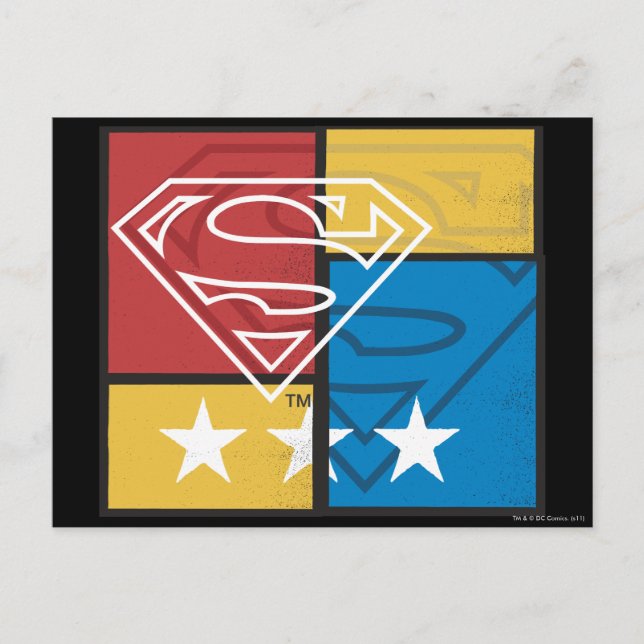 Superman Shield med Stars Vykort (Framsida)