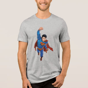 Superman som flyger framåt t-shirt i triblend-tyg