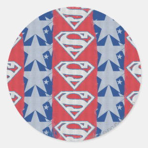 Superman Stars och Logotyp Runt Klistermärke