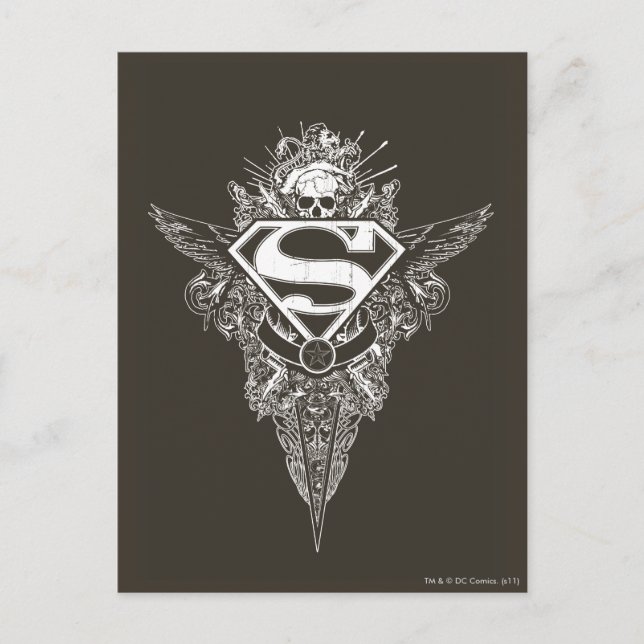 Superman Stilisera | Stjärna och Döskalle Logo Vykort (Framsida)